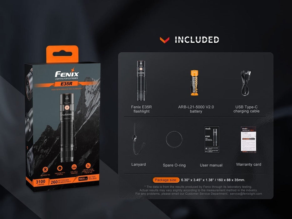 Fenix E35R Rechargeable High-Performance EDC Flashlight + AOD-S V2.0 COMBO PACK Flashlight Fenix 