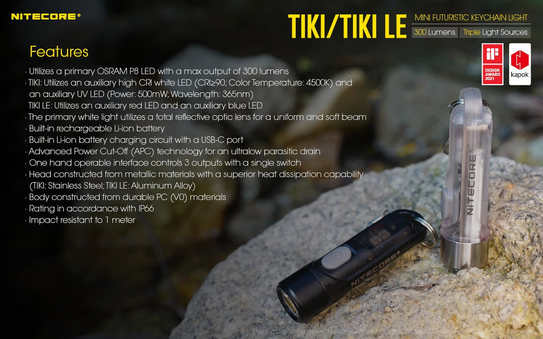 Nitecore TIKI LE USB-C Rechargeable Keychain Flashlight Keychain LED Flashlight Nitecore 